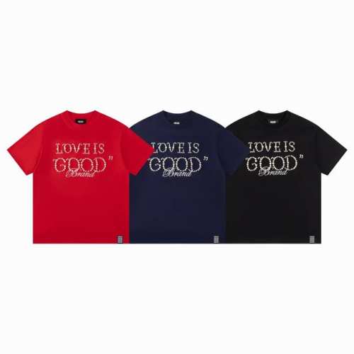 款F23 Good 顶级品质 放心对比 定制包装袋 Goodbrand 25Ss珍珠刺绣重磅短袖T恤 Yb一比一开发 100%棉 采用订色订染毛圈纯棉衣面，32