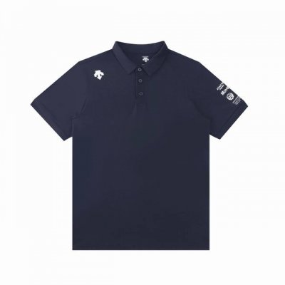 官网一比一复刻 迪桑特 Descente 纯色徽标Logo 男女同款夏季新款翻领短袖polo衫 订制面料，细节到位，极具质感！定制纽扣自带身份，立体式硅胶小标。