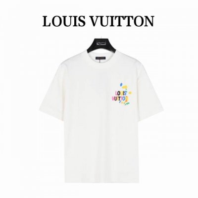 louis Vuitton 路易威登 25Ss 涂鸦彩色字母发泡印花短袖T恤 面料采用高克重280G重精梳棉，定制1:1螺纹，面料舒适亲肤无异感， 制定染面料，