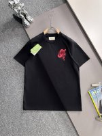p110 Gucci 古驰 2025新款 蛇年限定 前幅高密度刺绣双G蛇形字母Logo 后幅植绒蛇形字母 男女同款 短袖T恤 ·定制260克100％双纱纯棉面料