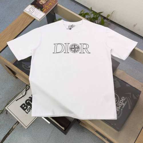 130 【款号：Kl5007】高版本 2025新款Diorstone Island迪奥联名石头岛指南针Logo字母印花休闲情侣宽松短袖T恤，独一无二的活性环保面
