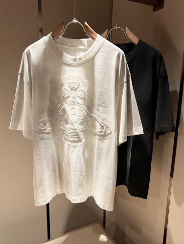 Vivienne Westwood 薇薇安 威斯特伍德 2025春夏新款男女同款短袖T恤，意大利原厂订单渠道，极具个性高级风，标志Logo刺绣工艺设计！宽松阔版