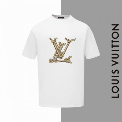 款号#Z112 Lv麻花刺绣大标圆领短袖 Louisvuitton官网一致款式 面料：32支双纱280克纯棉面料 同缸同色织染螺纹 颜色一致 工艺：进口机器万针