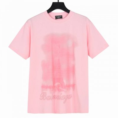 Balenciaga巴黎世家数码直喷日落铁塔短袖T恤 面料采用洗水后300克重双纱精梳棉，定制32支1*1螺纹，成衣两遍水洗处理，面料舒适亲肤无异感，定制定染面