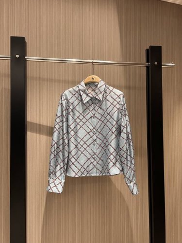 新款马衔扣红格真丝斜纹衬衣 真丝包扣 通勤简约 时尚百搭 S-Xl