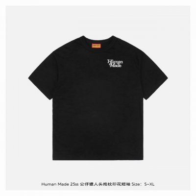 human Made 25Ss 公仔猿人头抱枕印花短袖 按照原版定制16*21支230G双纱竹节棉 水洗+硅油处理 面料柔软亲肤 黑色印花采用进口胶浆印花 黑色