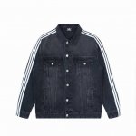 Balenciaga 巴黎世家Blcg X Adidas阿迪达斯 三叶草联名三条杠牛仔夹克外套 秋装新款爆款限定联名系列三道杠牛仔纽扣夹克外套男女同款， 定制黑