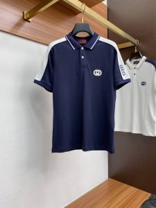 古奇 2025新款男士翻领polot恤衫短袖 进口面料呈现 轻盈柔软的面料经过成衣染色 营造出优雅纹理 原版定制 进口纱线色染 定制罗纹领口 定制罗纹 经典让衣