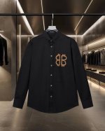 Balenciaga 巴黎 爆款来袭 艺术气息~双Bb手绘涂鸦Logo长袖宽松版型衬衫 2025Ss官网新款长袖 衬衫 衬衣，精美手绘Logo 高端版本，专柜定