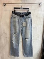 6005# 真皮皮带 Balenciaga官网同步发售新款25Ss巴黎世家水洗破坏割烂牛仔长裤.真皮皮带.不掉皮.1:1五金开模.不可拆卸装饰皮带.常规版型.男