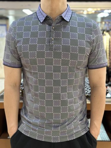 P310 [新品...] 上新 新款短袖Polo衫 丝光棉数码印花 尺码:48.50.52.54.56 款号:Z24016 颜色：浅灰色