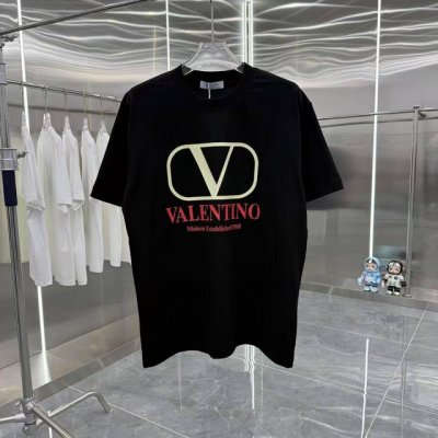 华伦天奴 2025春夏新款260克 短袖T恤 个性印花 男女同款宽松版 S M L Xl Xxl 五个码 黑色 白色 灰色