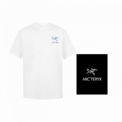 Ayc Teryx 始祖鸟] Fw短袖T恤 小鸟字母Logo印花 高端32S双纱280克面料 重磅面料 定制拉架罗纹同缸同染 三标齐全 男女同款 颜色：黑色 白