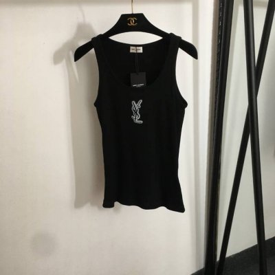 款号20252514 Ysl*新款 Logo印花弹力修身纯棉背心，米白色，灰色，黑色，Sml， M码；胸围74，长59