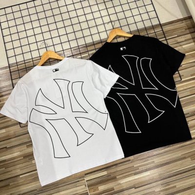 上新 福利款 独家定制版本Mlb Ny洋基队长胸前刺绣后背面大Logo斜背搂空情侣款短袖T恤 最火爆胸前小Logo刺绣 后背面最流行的搂空印花短袖T恤 最新最高