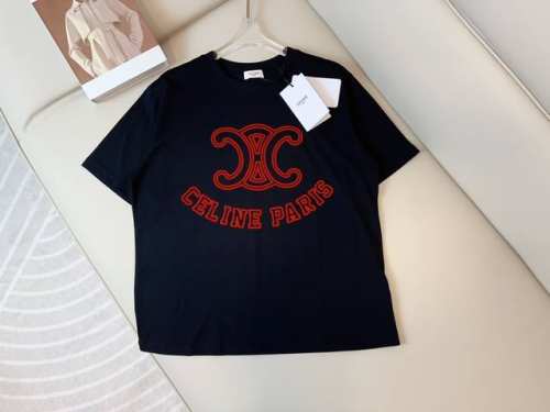 celi**凯旋门植绒徽标Logot-Shirt 定制纯棉面料 柔软舒适 采用植绒徽标Logo点缀 清新百搭 女生必备单品 最高品质 欢迎对比 黑色 Sml