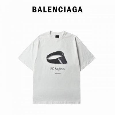 Balenciaga 巴黎世家 25Ss 墨镜印花短袖 官网品质 早春夏季最新巴黎世家单品 简约却不失奢潮范儿 采用32支足纱双265克纯棉，1*1双纱十字罗纹