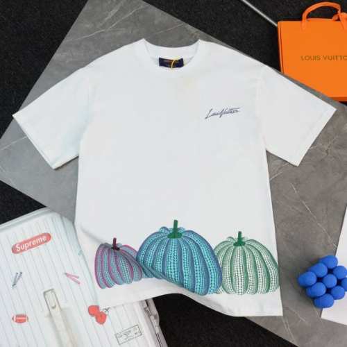 顶级复刻 非市场通货 Louis Vuitton Lv 路易威登 新款草问弥生彩色波点多色南瓜圆领短袖T恤 -货号：880026 颜色: 白色 -购入原版打造，