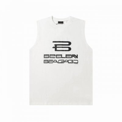344款新款 高品质 Bal 巴黎世家 24Ss Ai合成 字母背心 巴黎首款Ai合成背心 整件破烂工艺处理 纯棉柔软面料 对色定染面料 超精细平网印花工艺 潮