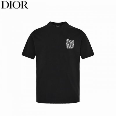 dior 迪奥 25Ss 提花牛仔口袋蜜蜂短袖 260克紧密平纹双纱大白面料 配套1*1罗纹 胸前1947标志刺绣采用进口机字母立体绣 字母清晰且线条感 刺绣效