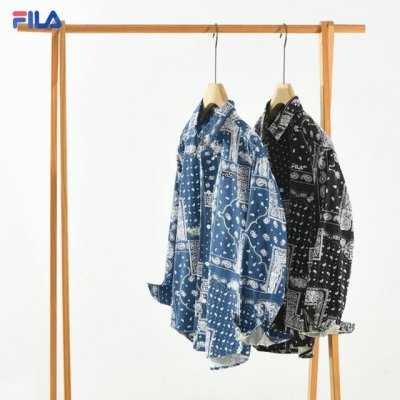上新 斐乐Fila日系清新高质量腰果花百搭刺绣水洗长袖衬衫 优质柔软棉纤制 不变形 不起球 细腻不糙手 耐磨性高 走线工整 亲肤抗皱等特点 ，立体裁剪 不挑身材