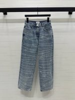 上新原单高端品质 Chane* 2025春夏最新系列！激光珍珠链条直筒牛仔裤！定制Yb斜纹棉牛仔面料 透气性佳 柔软亲肤 多重酵素水洗工艺处理 打造渐变擦色感