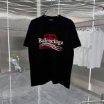 bal 2025春夏新款260克短袖T恤 植绒加厚板 男女同款宽松版 S M L Xl Xxl 五个码 颜色 黑色 白色 灰色
