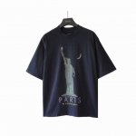 实拍细节图+尺码表 巴黎世家Balenciaga 自由女神像短袖 进口椭圆机处理 在网点印花还得椭圆机高级 自由女神采用数码直喷工艺 细节自行品味 还原细节印花