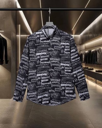 170 Balenciaga 巴黎 爆款来袭 蛇年限定满印弹幕Logo衬衫 2025Ss官网新款长袖 衬衫 衬衣，精美直喷Logo 高端版本，专柜定制面料 透气