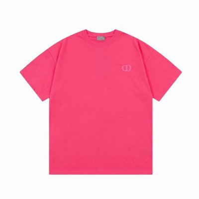 隔天到 Dior迪奥 Cd字母经典小刺绣 Logo标识精致升级 原版面料 官方同款 短袖T恤 定制260克同缸染面料 手感非常舒服 春夏最新版本 颜色: 粉红色