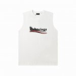 343款新款 balenciaga巴黎世家24夏季新品250克面料.300克双纱罗纹领.不变形.背心印有political Stencil字母标识进口白墨直喷印