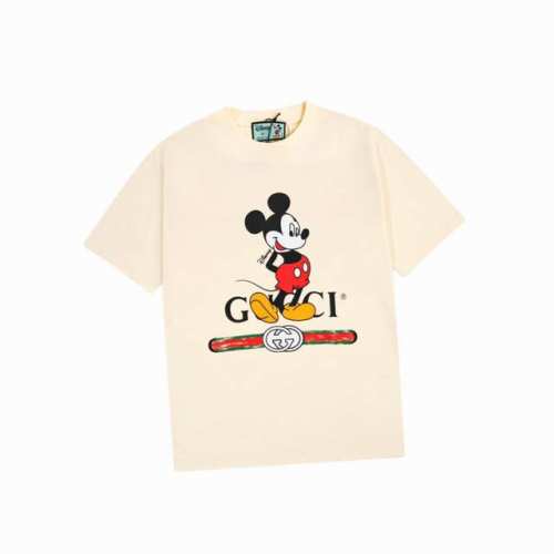 140 古驰/Gucci 夏季新款 Gucci × Disney 米奇印花圆领短袖T恤 面料手感亲肤柔软细腻，衣身字母Logo印花图案设计！拥有着无比舒适透气性