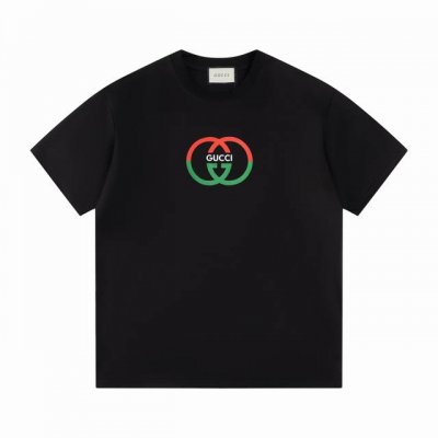 款号T12 Gucci 短袖T恤 男女同款 -采用原版280G100%纯棉面料 柔软舒适 螺纹同缸定染零色差 独家品质区别通货 欢迎对比 -颜色： 黑色 -码数