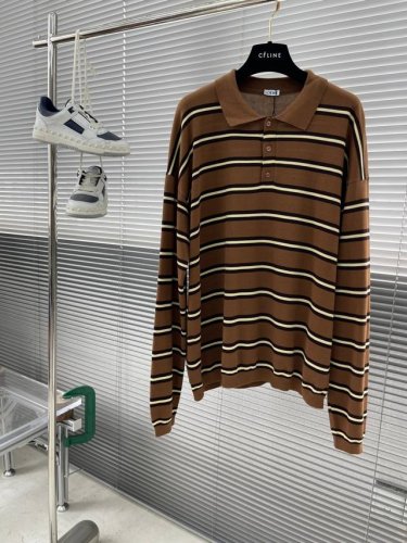 Loew 25Ss新款条纹后领Logo图案刺绣polo衫 男女同款 码数 S.M.L 衣长