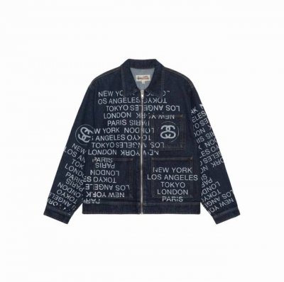 款号269 Stussy斯图西 24Ss经典恶搞弹幕牛仔衣外套 市场高版本海外正品打版 采用原版一比一成衣规则印花 确保每件印花都一样 Stu恶搞字母图案印花休