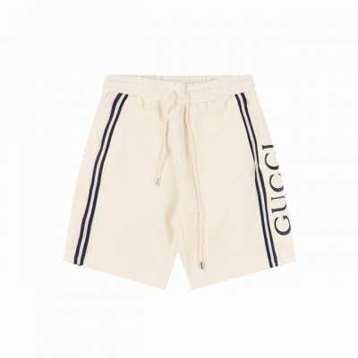 gucci 古驰 25Ss 侧边织带拼色Logo刺绣短裤 面料采用400G棉质太空棉面料 订染颜色后整蚀毛处理 对照原版做丝滑超柔处理 布面肌理股线清晰明显 侧