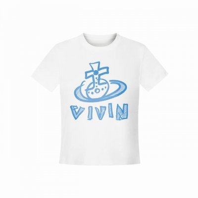Vivienne West Wood 西天后薇薇安 2025夏季新款涂鸦系列土星设计款涂鸦素描Logo正肩短袖T恤 女款 全网独家纯棉高品质 款号：Vi07 尺