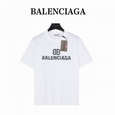 balenciaga 巴黎世家胸前马赛克 短袖T恤 款号:Blsj01 白色 240克重磅小落肩100%棉T恤 Os版型 宽松有型好搭配 采用精梳紧密赛络工艺