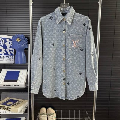 当天到货 现货现配 Louis Vuitton 路易威登25Ss 满印提花口袋刺绣牛仔衬衫外套 定织定染提花面料，重工水洗，上身柔软舒适，大厂做工 走袋工整，标