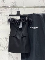 圣家2025醋酸新品鸵鸟毛升级版礼服 原版定制加密版鸵鸟毛 装饰 立体裁剪 特别显瘦 礼服工艺 高级质感 码数Sml
