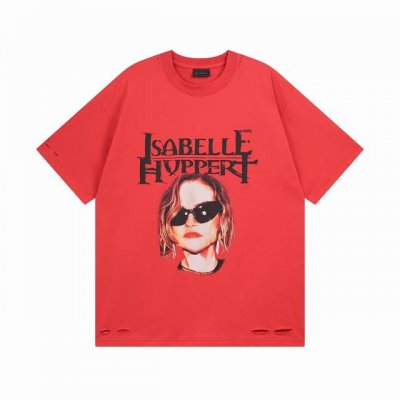 Balenciaga 巴黎世家2025 Ss Isabelle艺术作品直喷印花，后面以艺术签名印花 ，右袖刺绣英文磨烂做旧短袖T恤 本市场No.1的质量 真正天