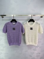 Chane*新款 面料透气珠片高级时尚 Logo设计修饰点缀 上身高级氛围感 色碼 T226B
