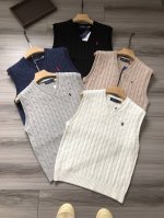 130 Ralph Laur＊N丨五色拉夫家 粗绞花纯色小马刺绣男女款 V领针织马甲背心. 颜色:白色 灰色 米色 藏青 黑色. 颜色顺序依次为图2-图6. 材