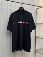 bal 巴黎25Ss三色发泡印花字母磨破短袖T恤 Size：Xs S M L