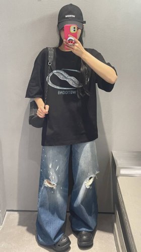 新款上新 W175# 同步We11Done官网25Ss春夏新款胸前水晶圆标图案情侣短袖体恤 颜色：黑色，白色，S M L
