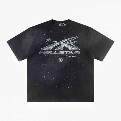 881# Hellstar Studios Short Sleeve 地狱之星 新款美式高街男女街头潮流宽松短袖 喷洗工艺 喷码流 采用纯棉双沙面料。 重磅爽滑