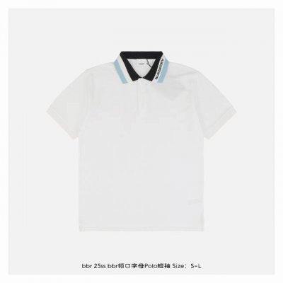 burberry 博柏利 25Ss Bbr领口字母Polo短袖 选用棉质珠地网眼布打造，定制材质 G长绒棉，衣领为双系统提花定织扁机制成，有弹性，不变形，衣服全