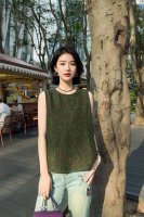 上衣 70夏款前后两面穿龟纹人丝香云纱背心 码数S-Xxl