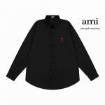 AMI 艾米 春款刺绣爱心Logo 设计长袖衬衫 对版定染面料 上身高级感十足 纯棉竹纤维面料 高品质 男女同款 码数:39-43 M-3XL