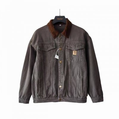 实拍细节图+尺码表 Carhartt Wip卡哈特重磅做旧牛仔底特律翻领夹克 版型：多采用经典的哈灵顿夹克版型，宽松短肥，能够轻松打造出时髦的Clean Fit